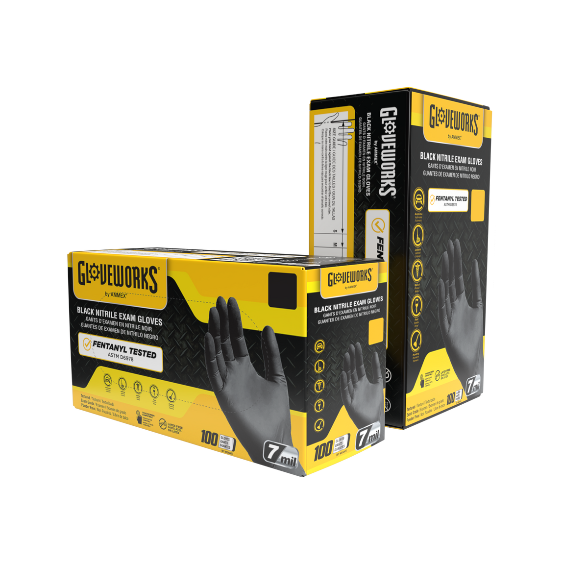 Black Nitrile, 7 mil, Industrial Paint, Sleek Profile, Box/100 (no powder)